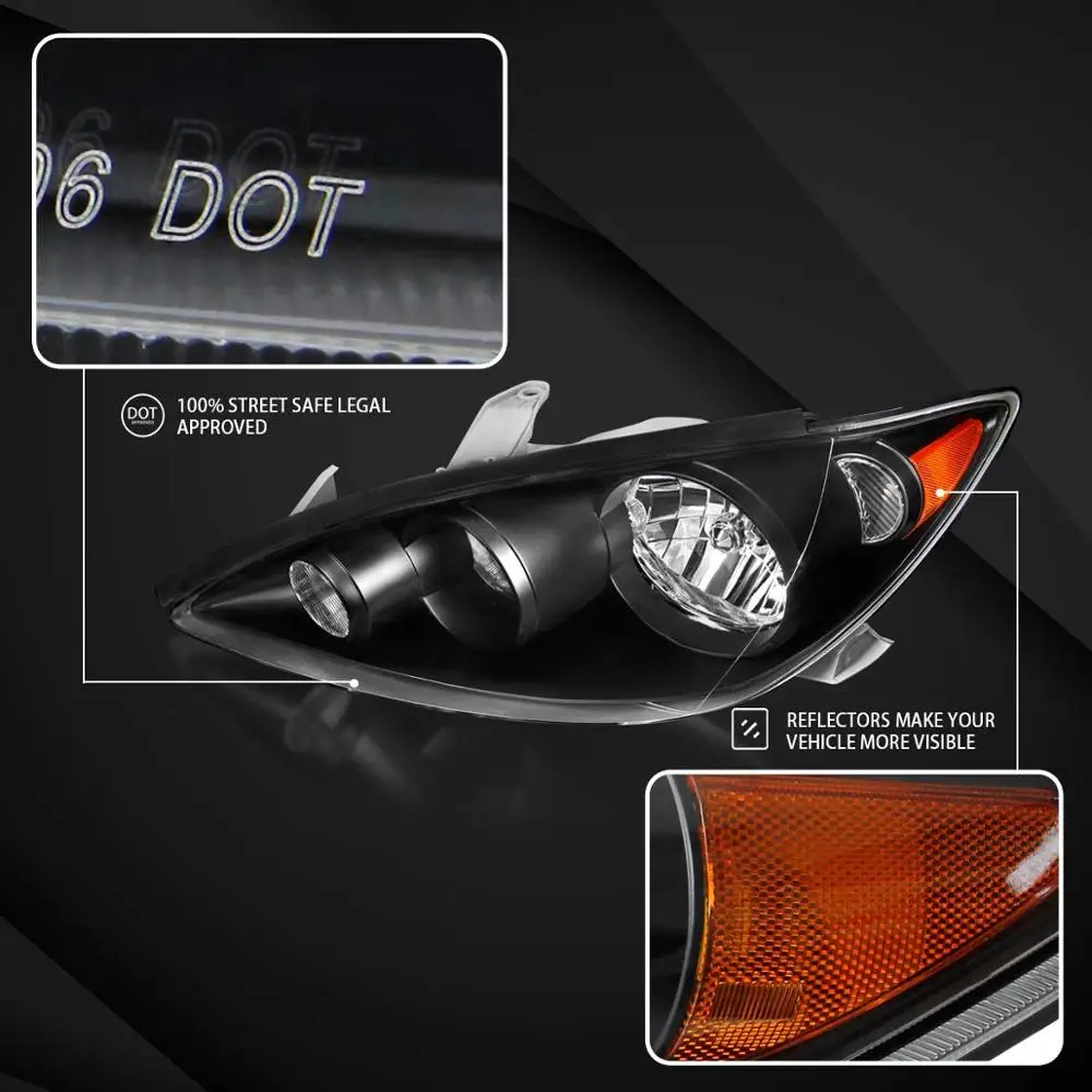 2 шт. черные передние фары Sulinso LE SE 4Dr Седан JDM Diamond для Toyota Camry| |
