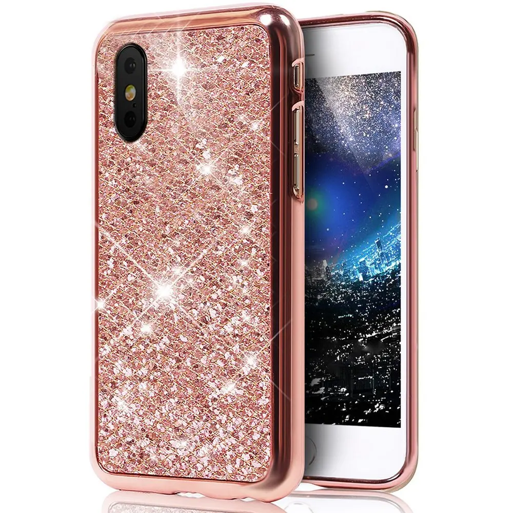 RosGold Блестящий сверкающий мягкий чехол для samsung Galaxy S10 Plus S10e S9 A20 A30 A50 A70 Модный Блестящий чехол для женщин и девушек - Цвет: RosGold