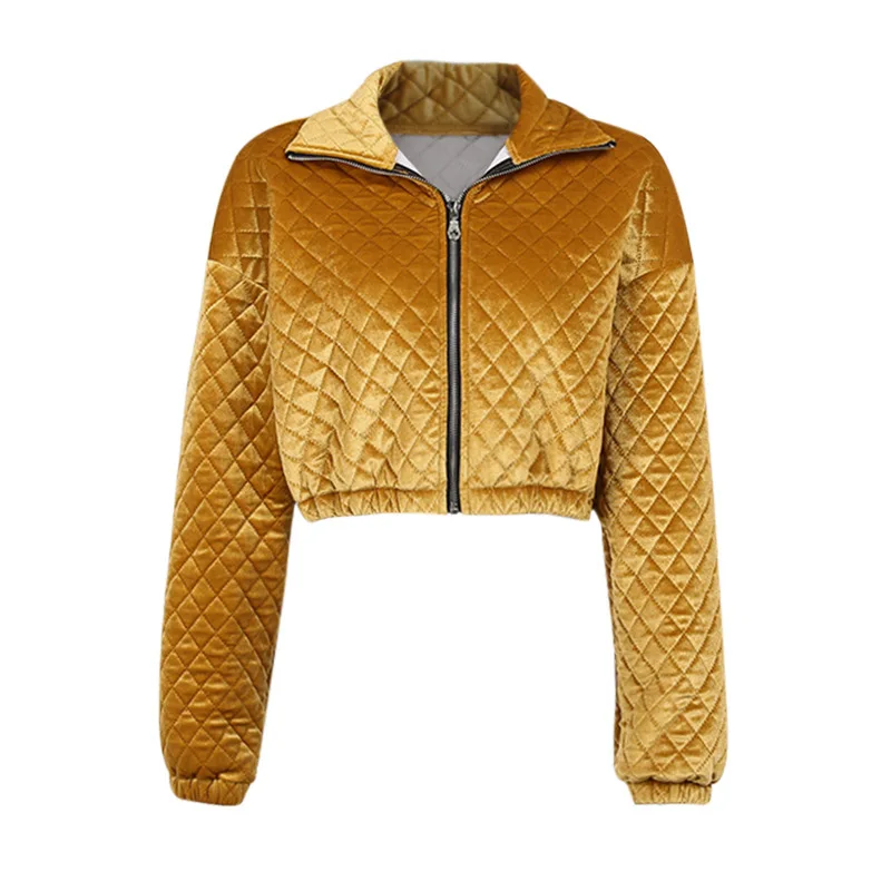 Женская куртка-бомбер с длинным рукавом винтажная клетчатая на молнии Осень-зима