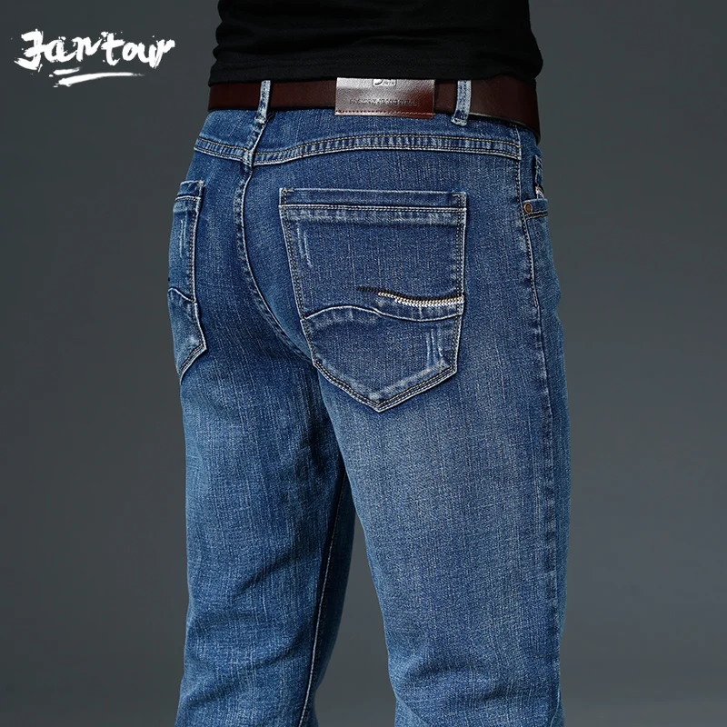 

2021 Spring Summer Men's Jeans Solid color Retro Classic Jeans Men Straight Slim Fashion Denim Trousers male Big size 28-40