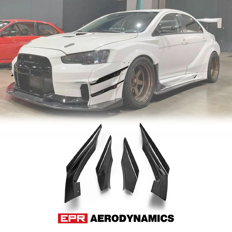 

Car Accessories For EVO 10 VRSV2 Wide Style Double Hyper Canard 4Pcs carbon fiber Bumper Splitter Tuning Set