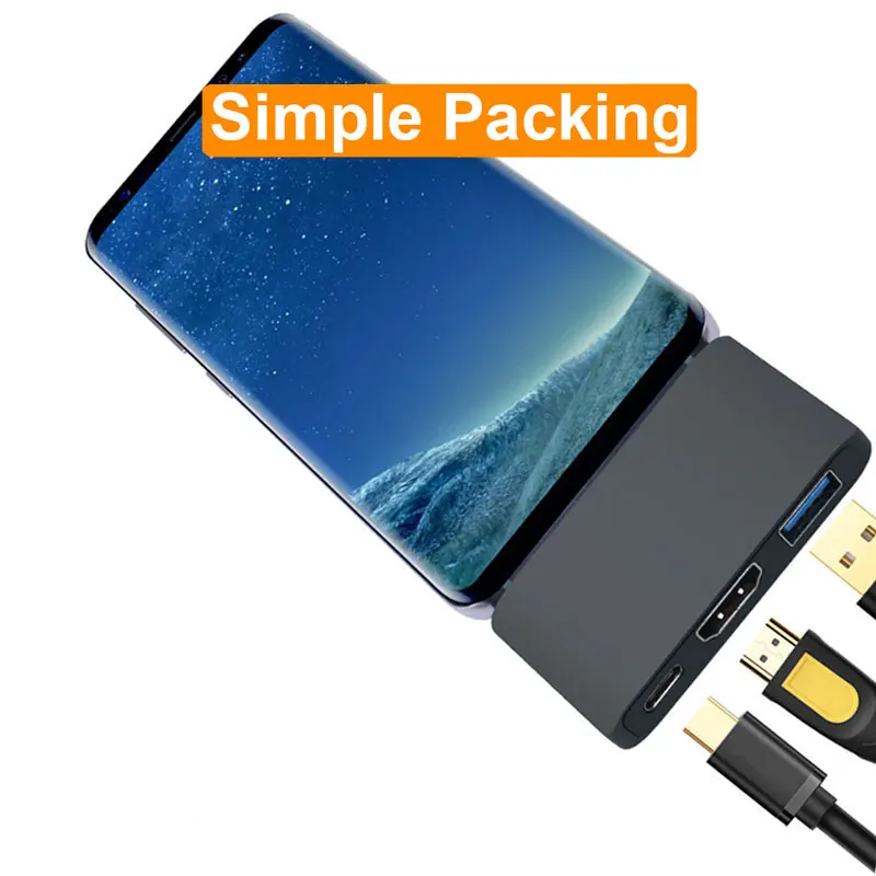 Simple Box Gray EASYA Thunderbolt 3 концентратор USB Type C док-станция для HDMI Dex режим для телефона samsung с PD USB 3,0 для Macbook Pro/Air USB-C - Цвет: Simple Box Gray