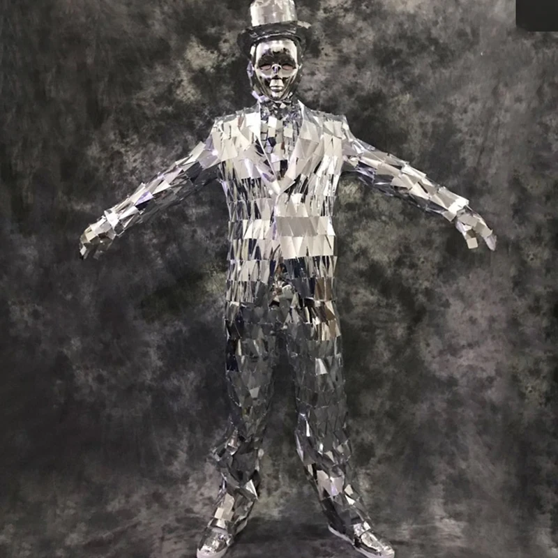 Mirror Performance Costume Men'S Mirror Suit Mechanical Dance Clothes Festival Outfit Male Nightclub Party Wear Handmade DN5099