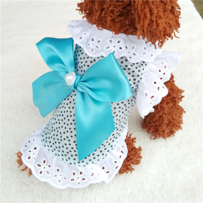 Милое кружевное пальто для собак Летняя одежда домашних питомцев щенков Платье