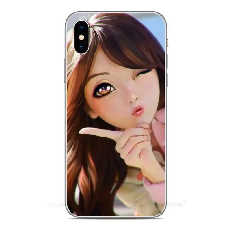 

Kawaii Anime illustration Girl Phone Case For Clear-Iphone 5s 6 6s 7 8 11 12 X Xs Xr Pro Plus Max Mini Fundas Cover