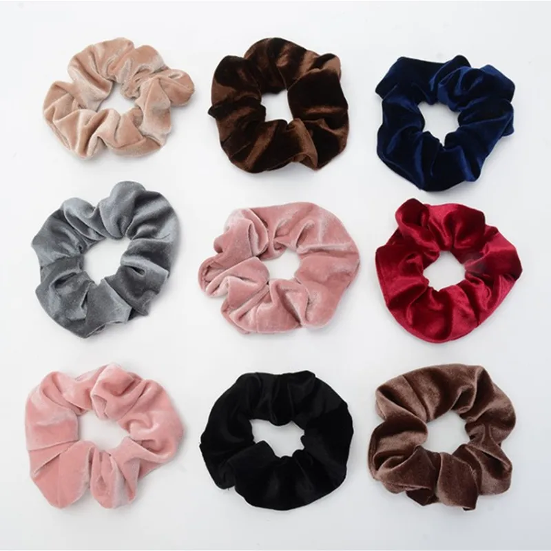 

Autumn Winter Simple Fabric Hair Scrunchies Ring Elastic Hairbands Solid Color Women Headwear Ponytail Holder Soft Skin-friendly