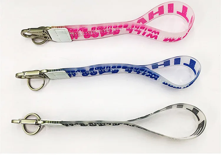 

Spot off.white Letter Transparent Keychains PVC Jelly Jeans Key Chain Bag Camera Mobile Phone Pendant Key Ring