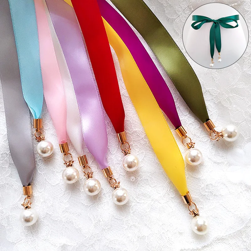 Пояс женский атласный с жемчужной подвеской Тонкий двухсторонний пояс для