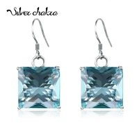 silver chakra drop earrings for women real 925 sterling silver earring sky blue aquamarine vintage undefined gems fine jewelry