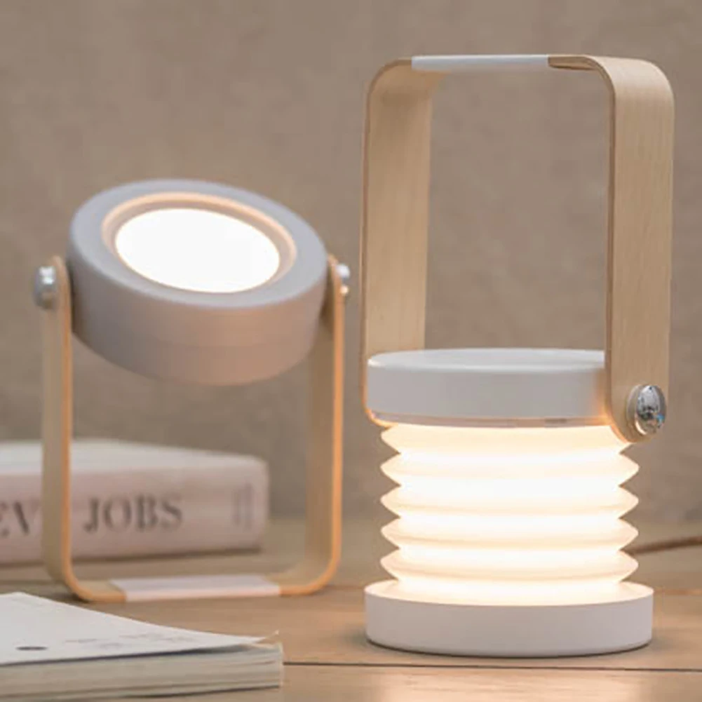 

New Creative Wooden Handle Foldable Reading Lamp Portable Lantern Lamp Retractable Foldable Eye Protection Led Table Lamp
