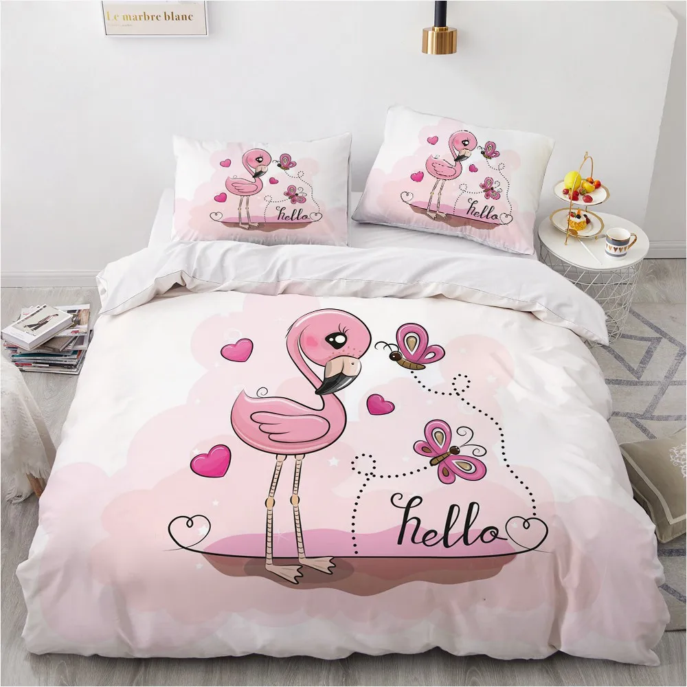 

3D Custom Design Cartoon Duvert Cover Sets Bedclothes Comforther Cover Pillowcase Full Queen Double Single Size Gray Bed linen