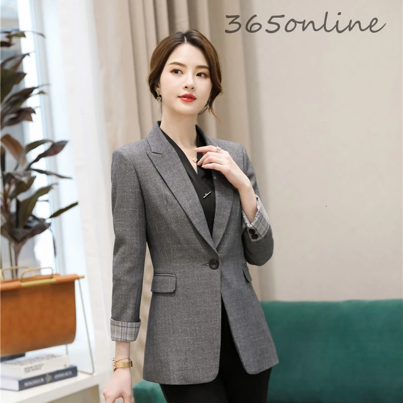 Формальный стиль OL Женская деловая рабочая одежда блейзеры с длинным рукавом
