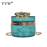 acrylic pearl bag women fashion retro design all match chain transparent cylinder bag ladies crossbody bag for patry or evening