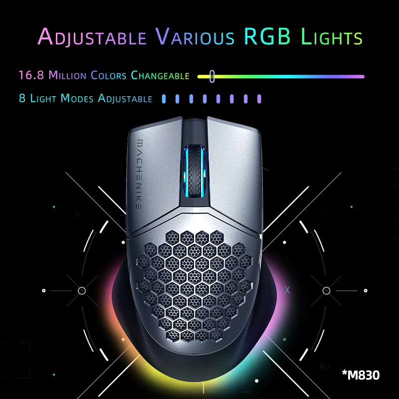 machenike m8 gaming mouse wireless rgb mouse rechargeable 85g laptop mice dual mode computer mouse pmw3335 16000dpi programmable free global shipping