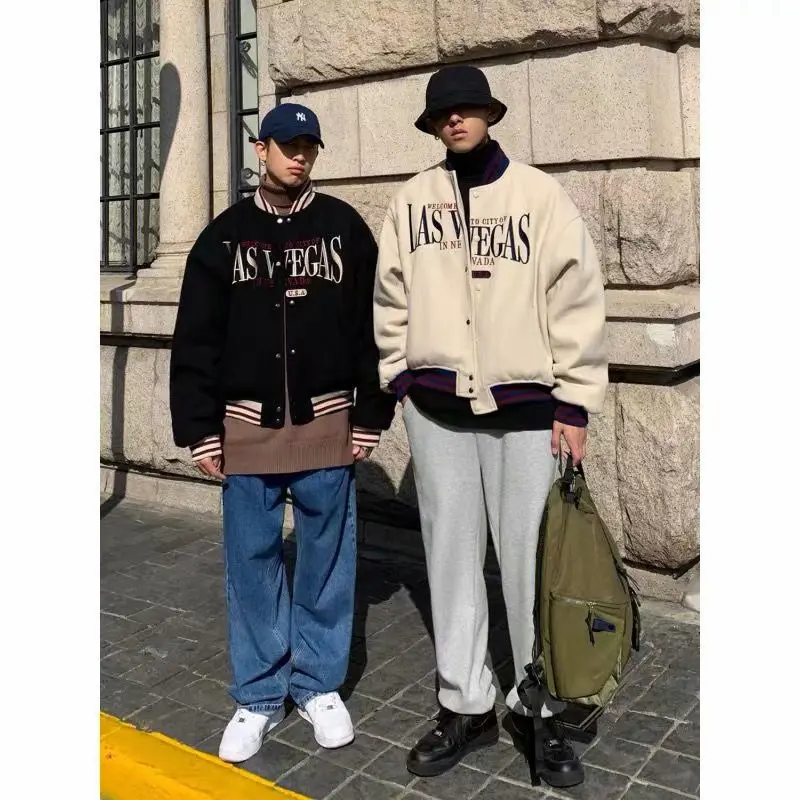 

Men's Baseball Uniform in Autumn Thin Coat Tops Streetwear Hoodie Sport Vintage American Embroidered Stand Collar Jacket Top