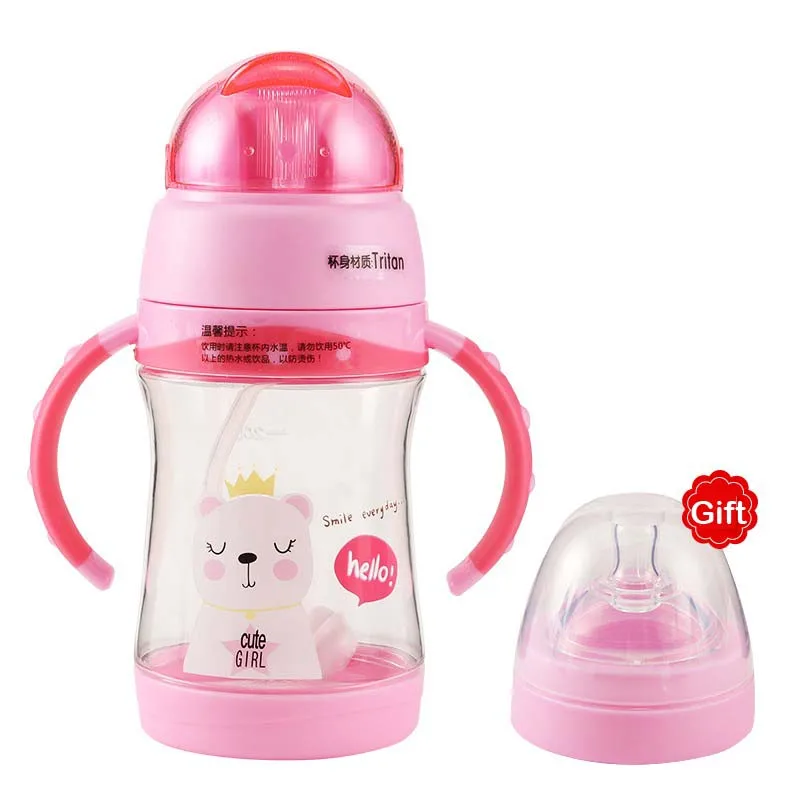PP-6028 Pink 320 мл, детская соломенная чашка для кормления, Тритан, чашка для молока, портативная бутылка для горячей воды, кружка для путешествий, тренировочная чашка, обучающая чашка, чашка для питья - Цвет: PP-6028 Pink