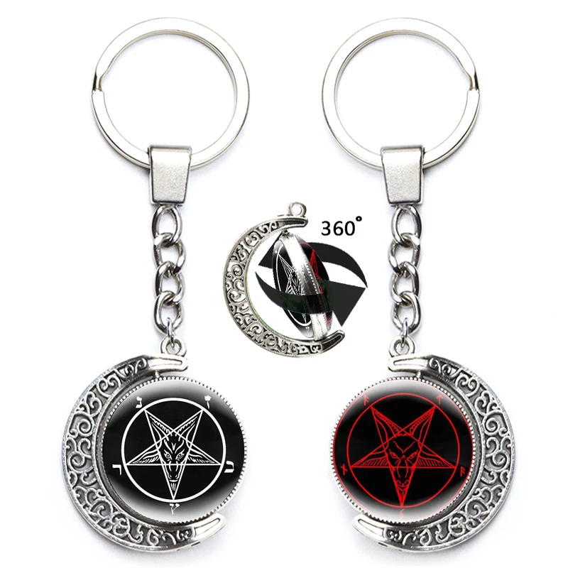 Языческий стиль звёздочка Коза в пентаграмме Вращающийся брелок на 360 градусов
