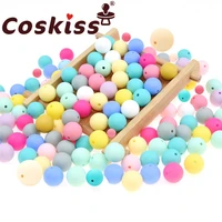 coskiss 100pc silicone baby teething beads 15mm safe food grade care chew round bpa free silicone beads teether nursing necklace