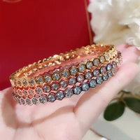 2021 new fashion elegant honeycomb womens bracelet aaa zircon party gorgeous couple gift hexagon rose gold shining compact