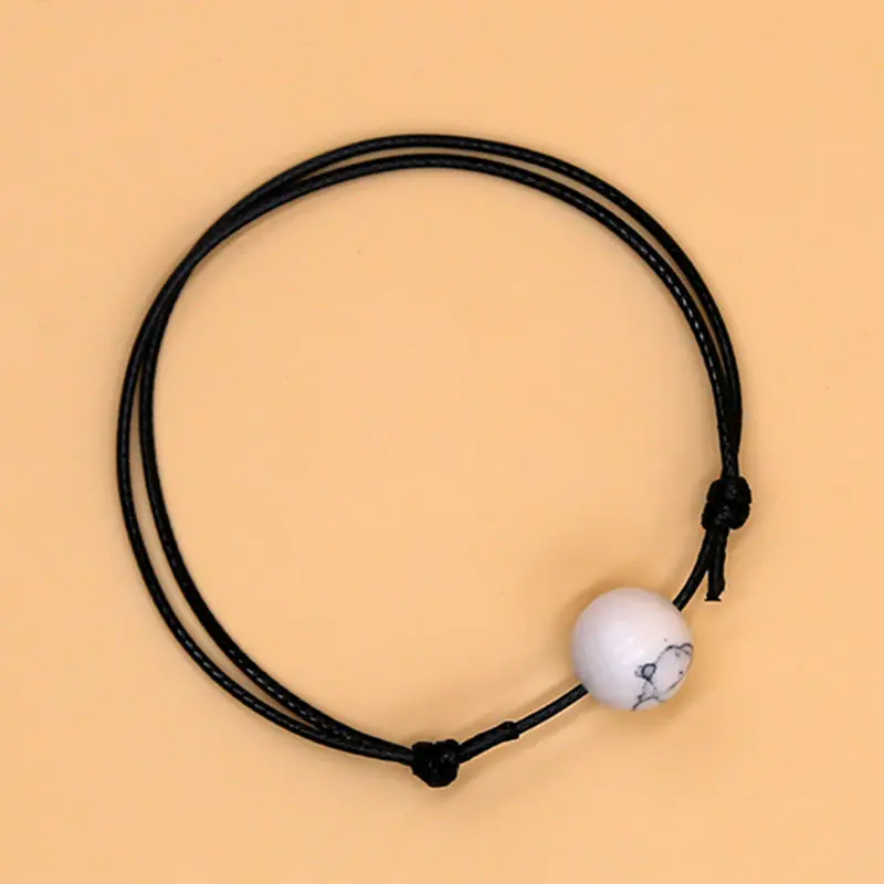 New Fashion Bracelet for Women and Men Artificial Stone Ball Charm Bracelets Paired Rope Chain Couple Bracelets Gifts for Lovers - Окраска металла: 1 PC white ball