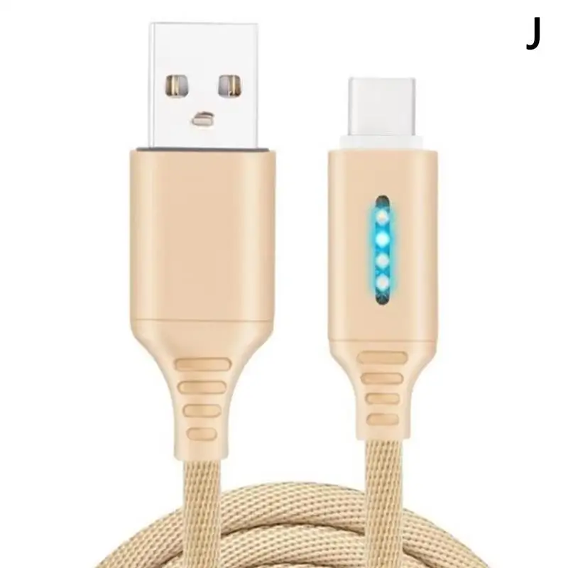 Gold for Type-C 1 м автоматический отрезающий светодиодный usb type-C кабель для зарядного устройства для мобильного телефона Android, кабель для быстрой зарядки, шнур для передачи данных для сотового телефона huawei - Цвет: Gold for Type-C