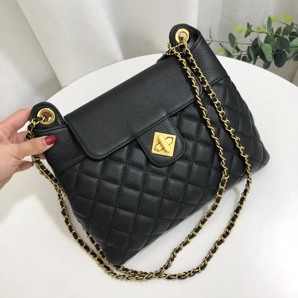 

free shipping 2020 the new style fashion diamond lattice genuine cow leather women one shoulder bag crossbody bag 26cm 6color