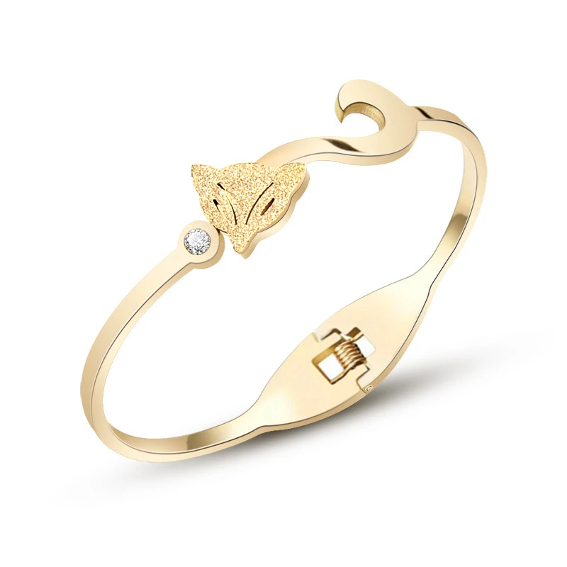Новые модные браслеты из лисы с фианитом оптовая продажа золотистые нержавеющей