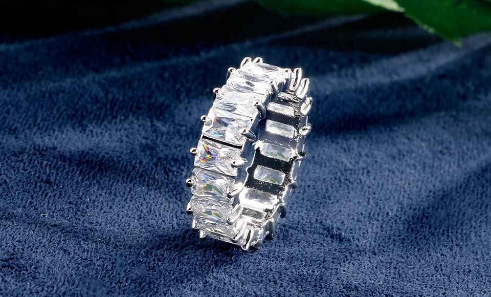 RAKOL New Luxury Charm AAA Baguette Cubic Zirconia Wedding Rings for Women Fashion Cz Crystal Ring Party Wedding Jewelry RR21197