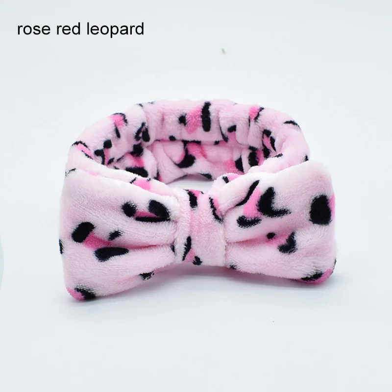 Leopard 3 Новые OMG буквы коралловый флис мыть лицо повязки для волос для женщин милый мягкий бант девушки повязки, резинки для волос аксессуары для волос в виде тюрбана - Цвет: Leopard 3