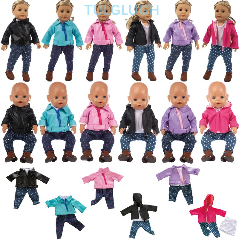

Аксессуары для кукол Одежда для новорожденных подходит для новорожденных 18 дюймов 43 см черная фиолетовая синяя Красная кожаная одежда для ...