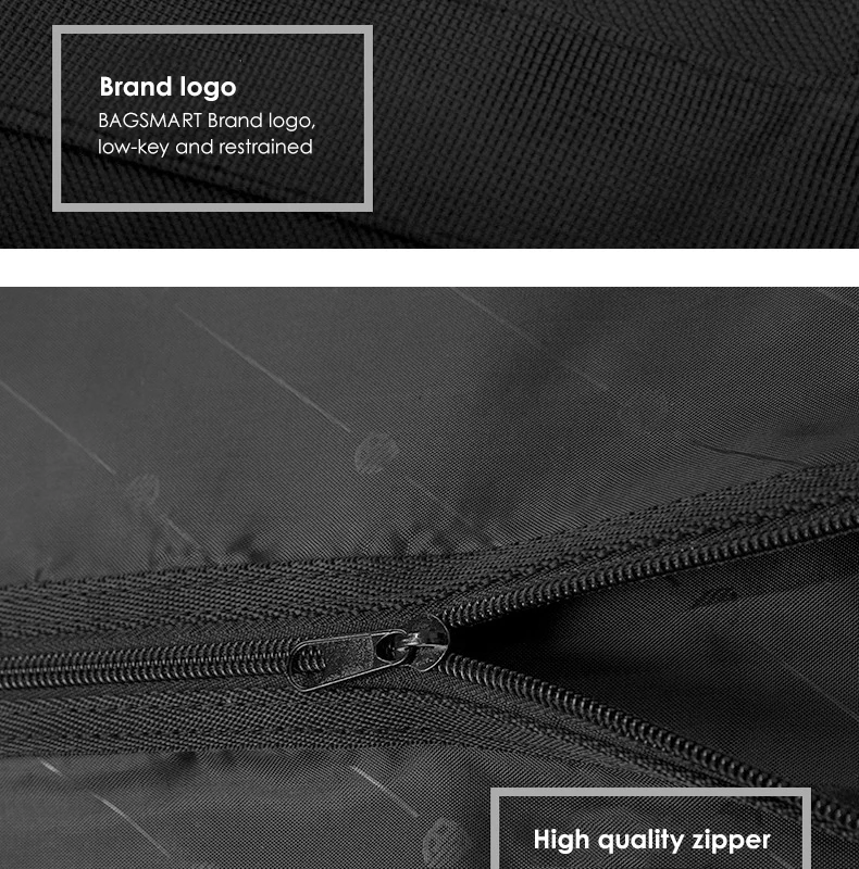 BAGSMART легкие черные Gar мужские сумки нейлоновая сумка для костюма Деловое платье с Зажим для вешалки водонепроницаемый мужской костюм дорожные сумки