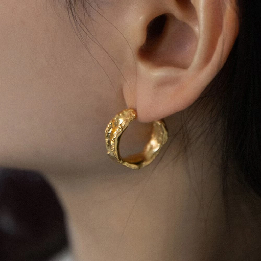 

Brass With 18k Gold Spiral Irregular Earrings Women Jewelry Party T Show Gown Runway rare Top Korean Japan Trendy INS