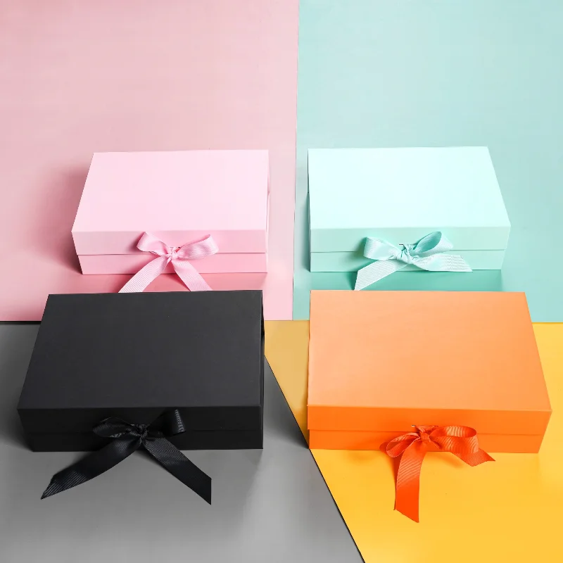 

3pcs Large Gift Box with Lid Ribbon Sturdy Storage Box Bridesmaid Proposal Box Present Wrap Boxes Business Packaging Supplies