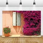 Фон для студийной фотосъемки новорожденных Laeacco, с изображением деревенского двора, розовых цветов, травы, деревянного окна