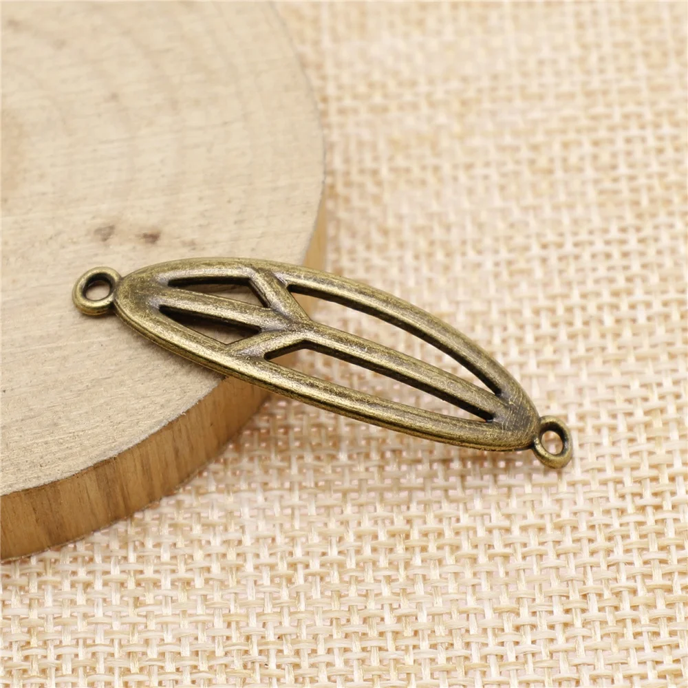 

free shipping 27pcs 43x12mm antique bronze Peace connector charms diy retro jewelry fit Earring keychain hair card pendant