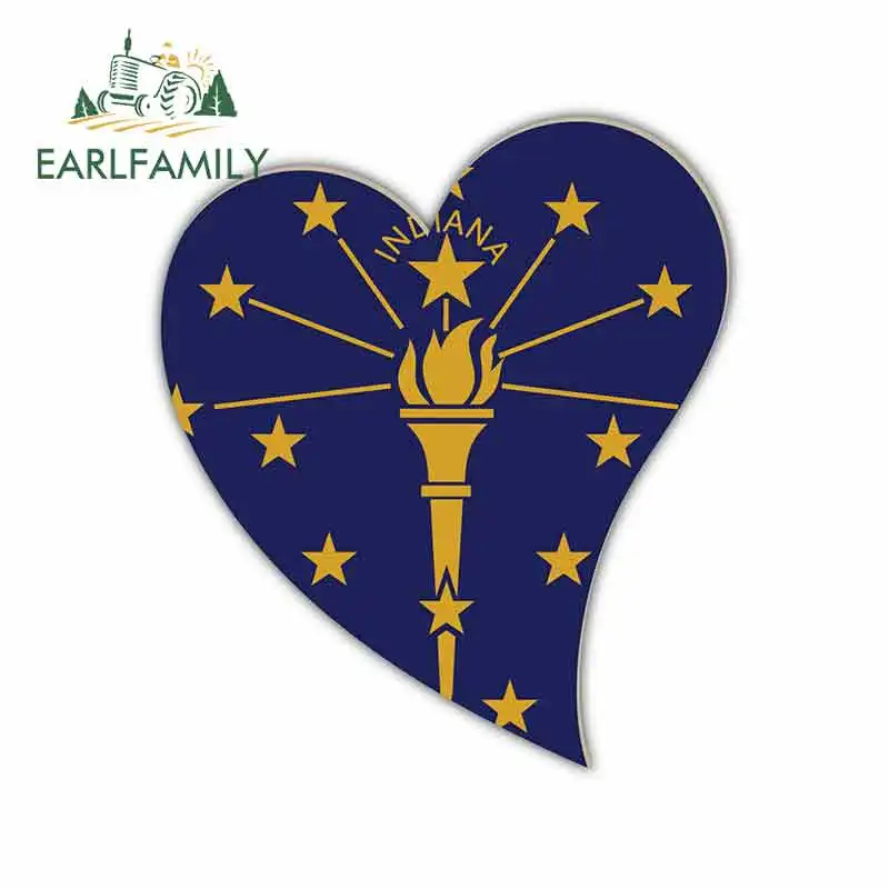 EARLFAMILY 13 см x 11,4 см для штата Индиана, США, флаг, сердце, значок мотоцикла, наклейки, виниловый материал