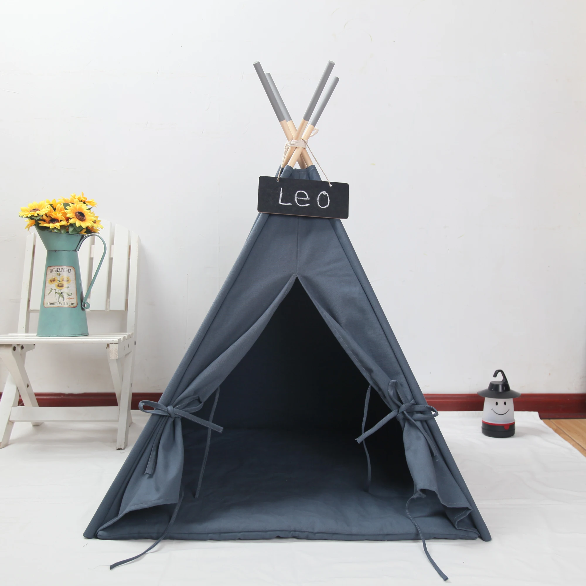 

Grey Canvas Dog Teepee 24" Base 25" Tall