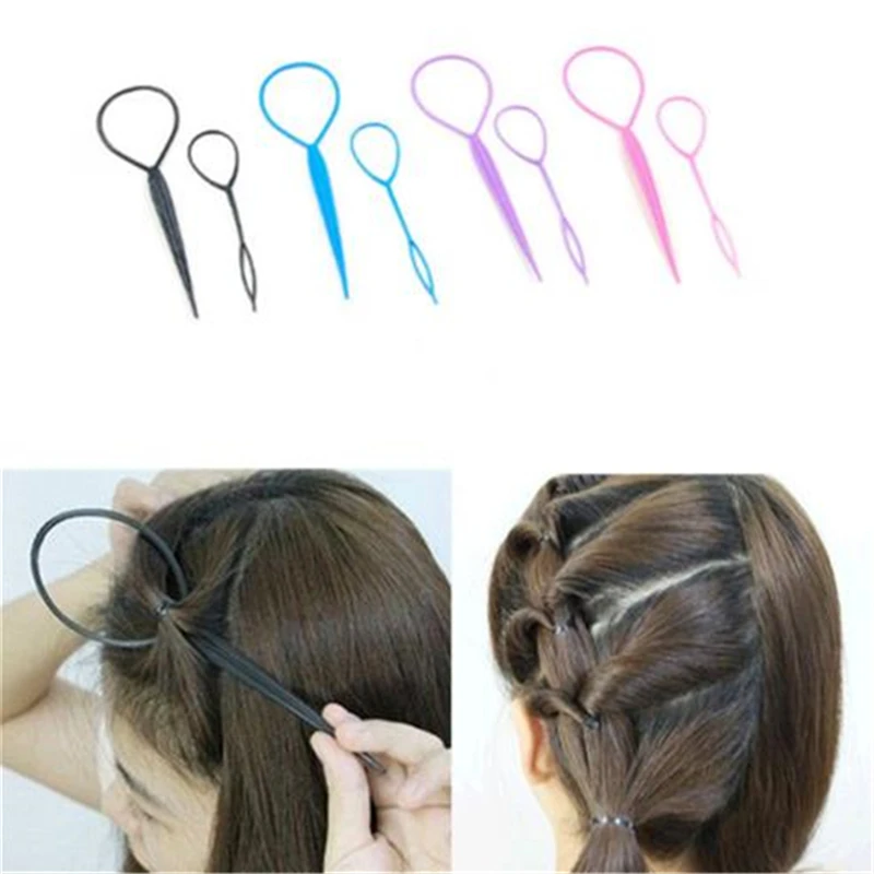

2Pcs/Set New Magic Tail Braid Hair Tail Horse Styling Clip Bun Maker For Girls Hairstyles Plastic Hair Buckle Styling Tool