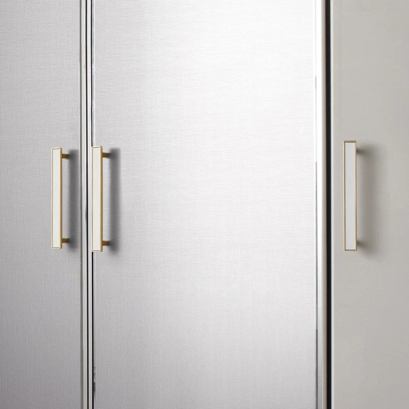 Кожаные золотые + белые ручки для шкафов однотонные кухонного шкафа в