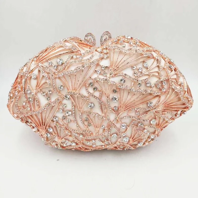 

New Arrival Wedding Crystal Mini Chain Women Shoulder Bag Ladies Evening Clutches Bags Floral Clutch Purse Female Party Purses