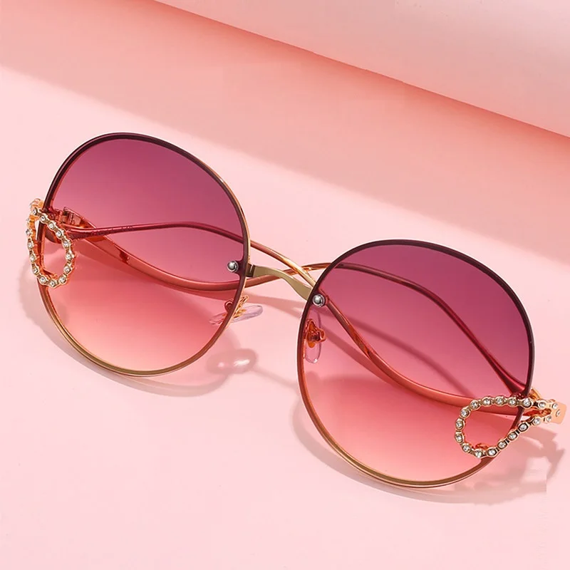 Новинка 2020 солнцезащитные очки женские Роскошные стразы круглые без оправы