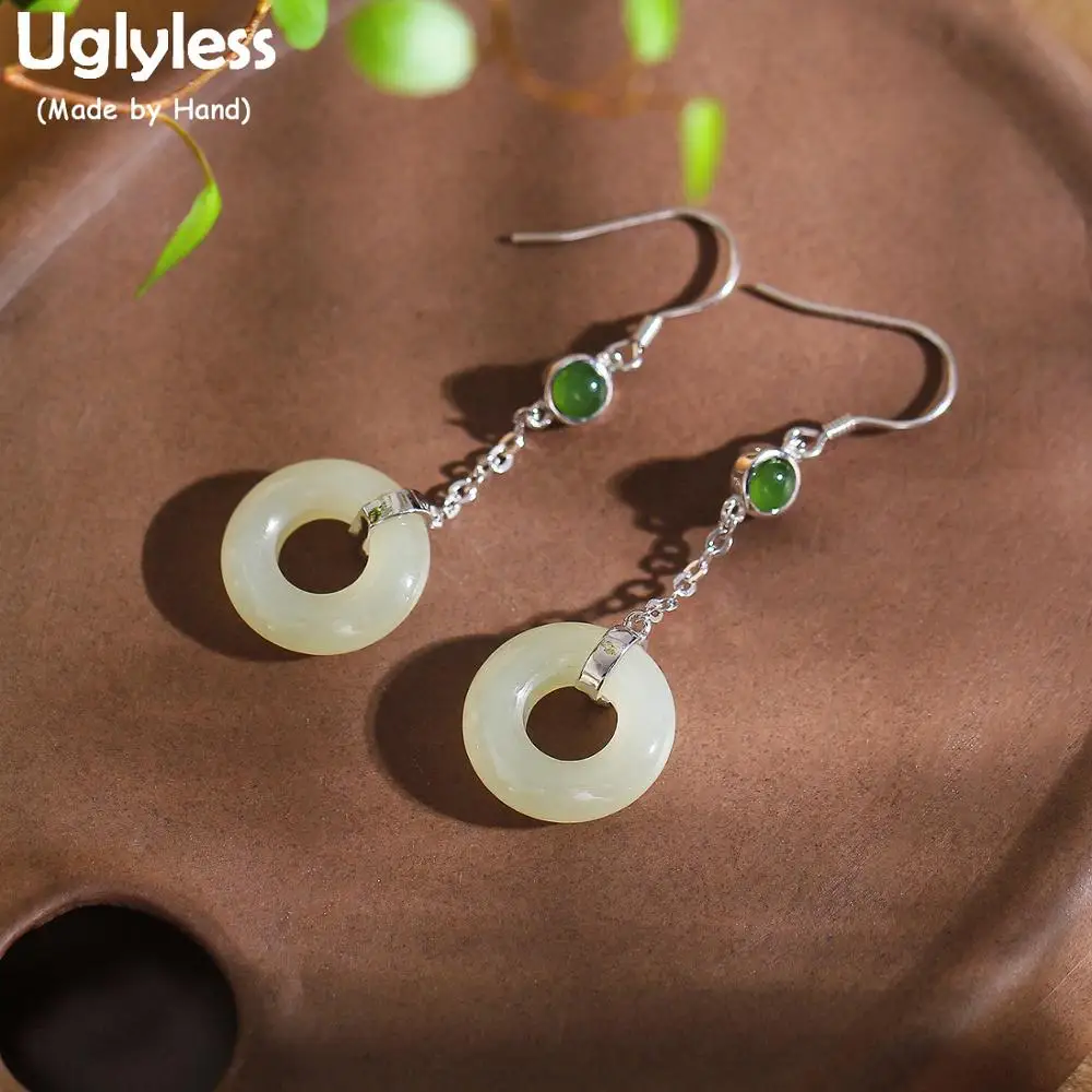 Женские серьги подвески из серебра 925 пробы с натуральным