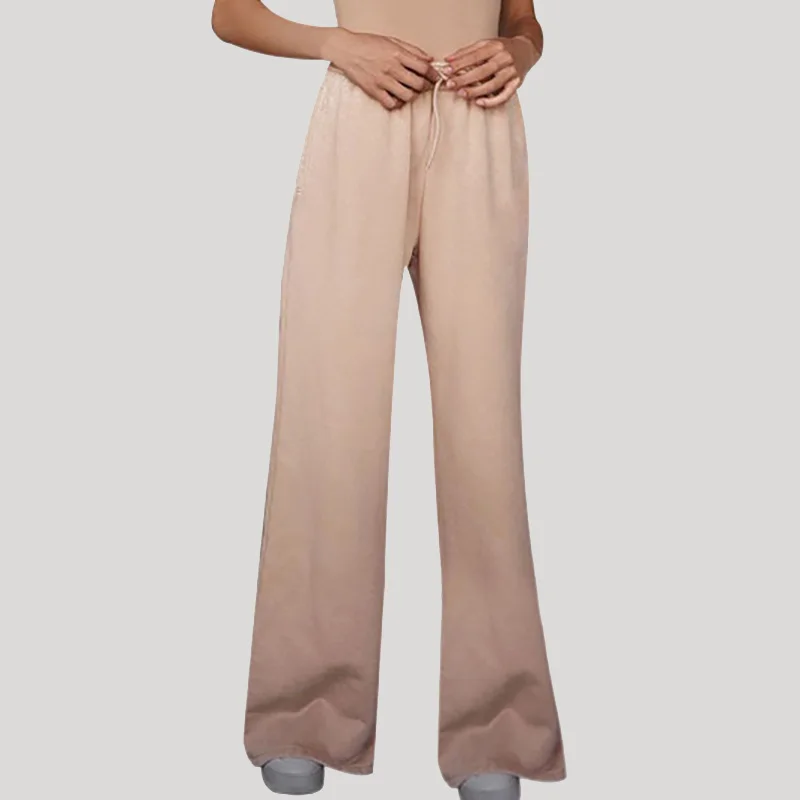

Women Loose High Waist Flare Pant Spring Autumn Casual Solid Elastic Waist Ladies Trousers Wide Leg Pant Streetwear Dropshipping