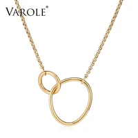 varole mothers gift hand in hand choker necklaces for women gold color curved double ring pendant necklace fashion jewelry