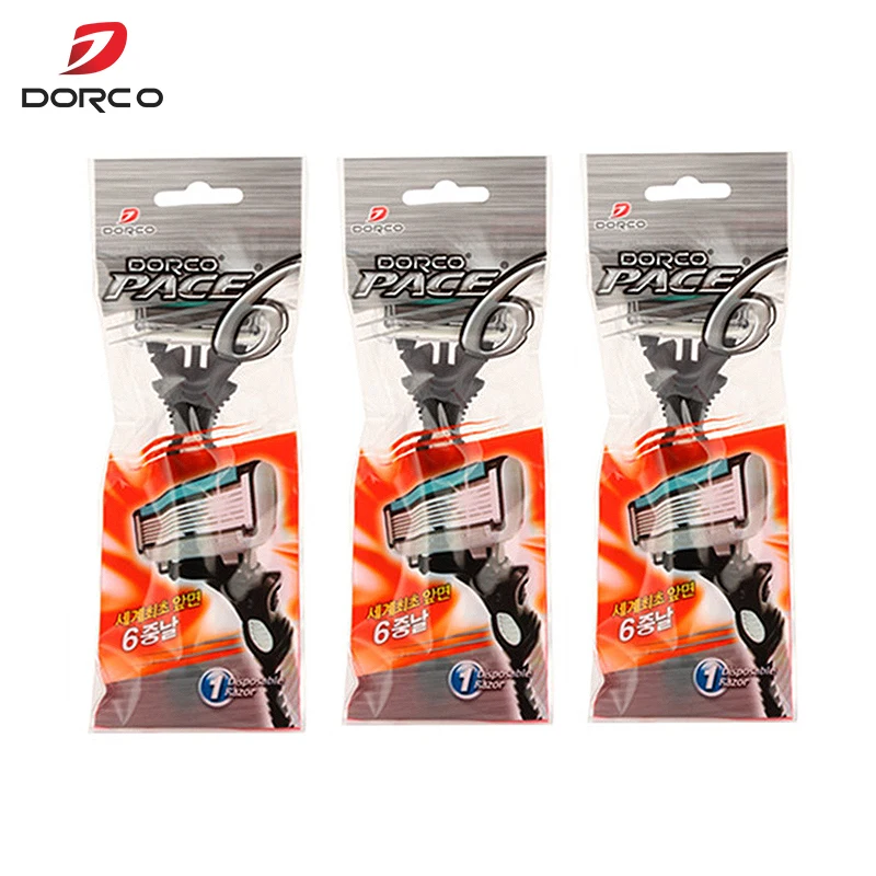 Высококачественная оригинальная бритва DORCO, бритва, Pace6-Layer, нержавеющая сталь, безопасная бритва для мужчин, 3 ручки, 3 лезвия
