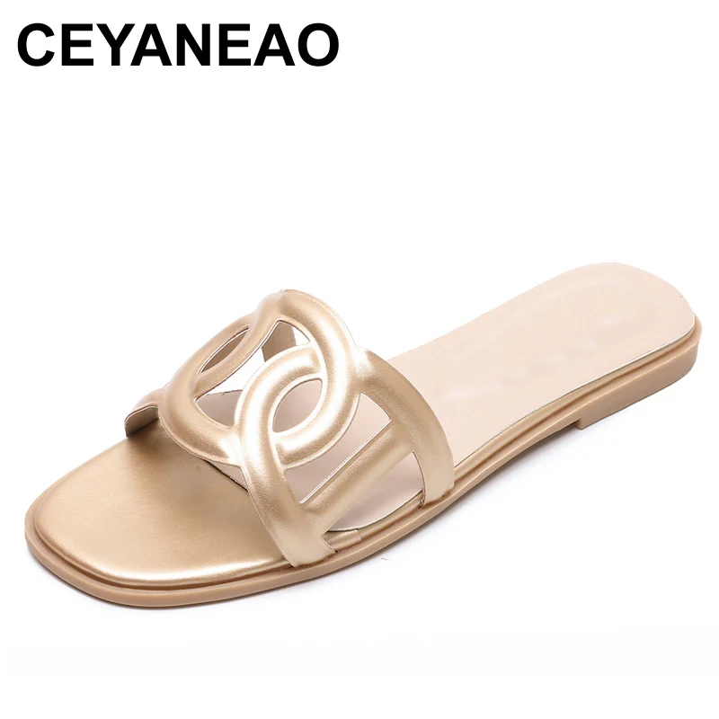 

Женские Летние повседневные сандалии ceyaneao, новые сандалии на плоской подошве с прямыми носками, пляжная обувь