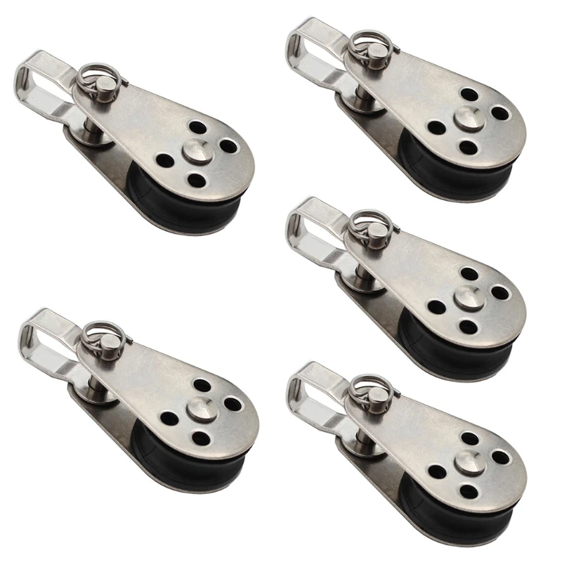

5pcs Stainless Steel Pulley Block Hanging Wire Towing Wheel Swivel Lifting Rope