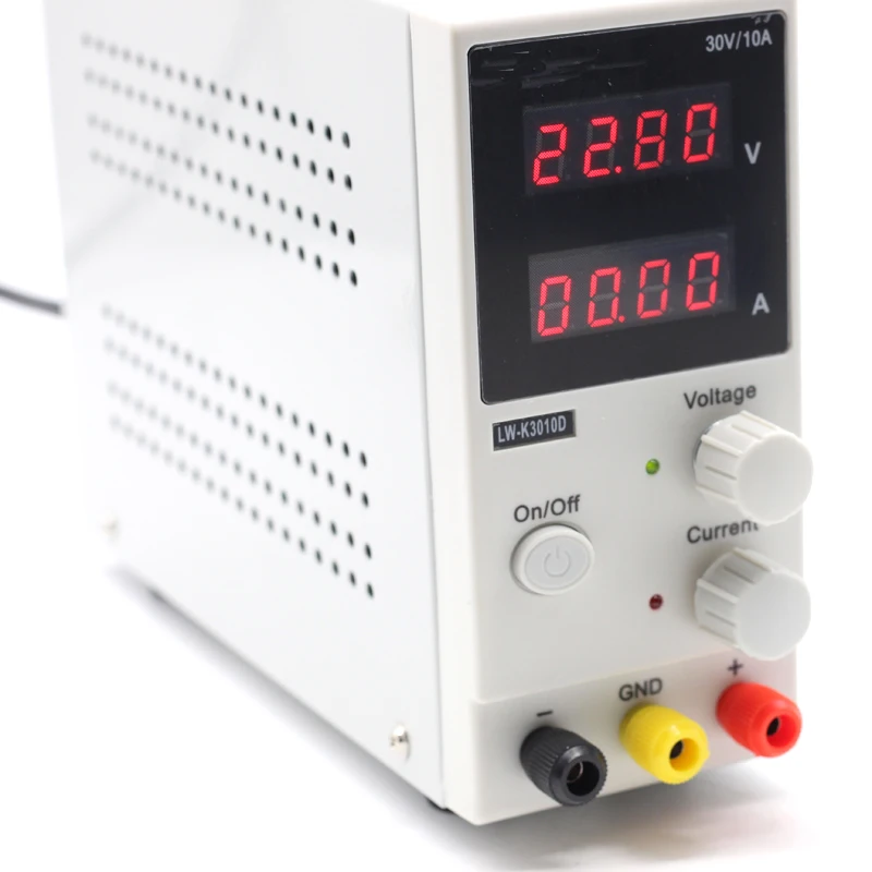 4 насадки мини Регулируемый цифровой источник питания постоянного тока 30V 10A