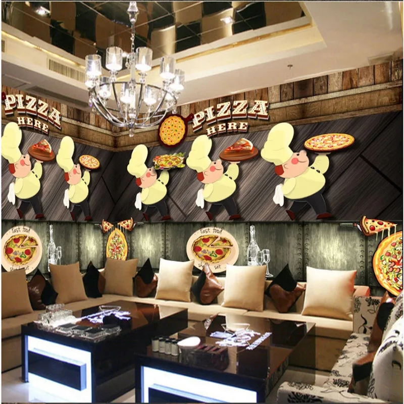 Роспись вручную мультфильм ретро персональный пицца настенная 3D Бумага западный