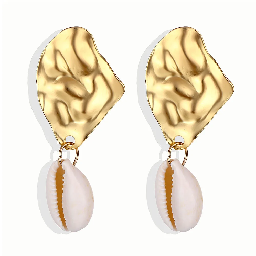 Женские серьги в виде морских ракушек Золотые серьги-подвески богемном стиле